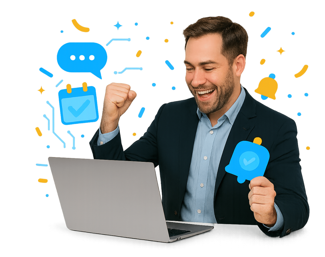 Adelaide AI website chatbot helping a visitor, collecting details and booking an appointment.